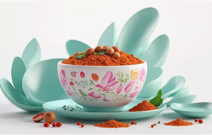 Chilli Powder in Bowl Modern 3D Illustration